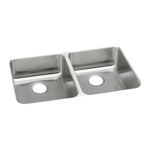 Elkay Lustertone Stainless Steel 35-3/4 X 18-1/2 X 5-3/8 Equal Double Bowl Undermount Ada Sink ELUHAD361855 - main
